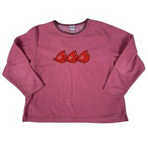 Jenny Buchanan Three Cardinals Sweatshirt Womens XL Pink Grandmacore